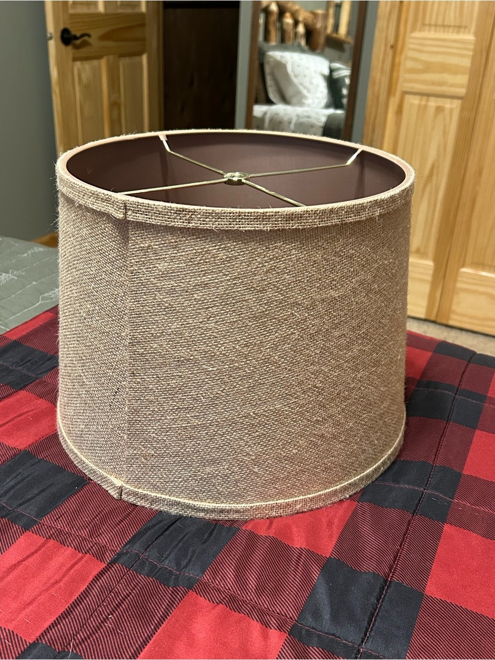 Natural Burlap Lamp Shade - Neutral Tan - Picture 2 of 7